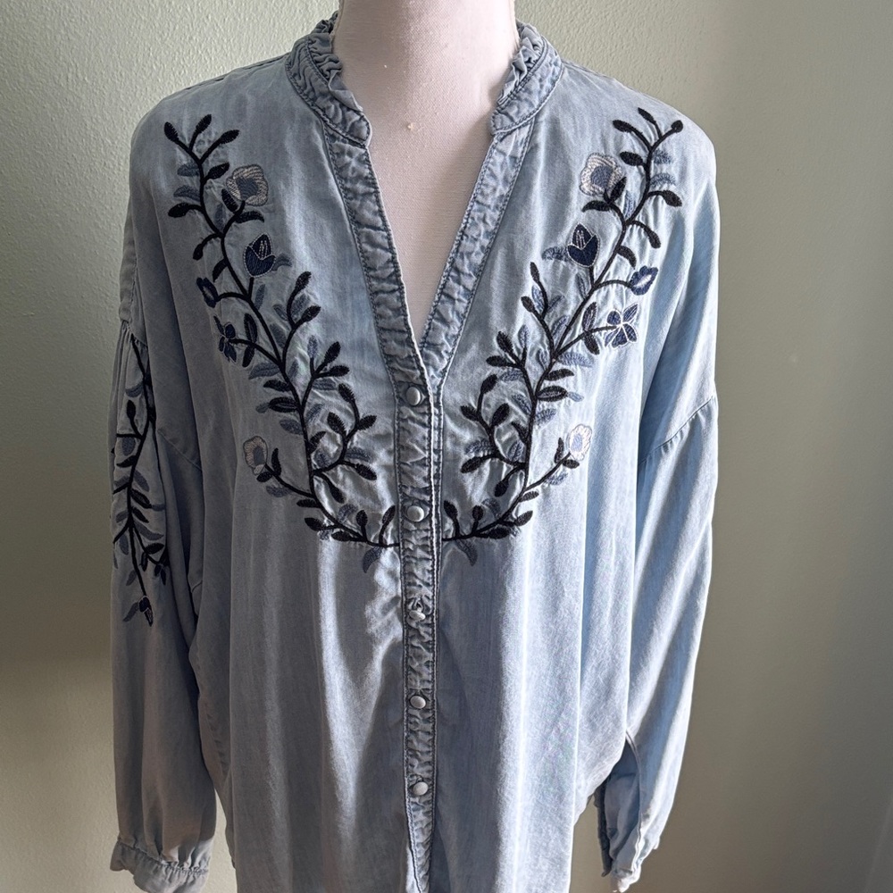 Embroidered Blue Blouse